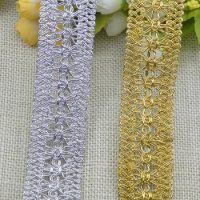 5m/16.4ft Lace Golden Silver Trim Ribbon HanMade DIY Sewing Centipede Wedding Craft Curtain Clothes Accessories Party Home Deco