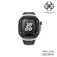 【Golden Concept】Apple Watch 41mm 保護殼 銀色不鏽鋼錶殼/黑色橡膠錶帶(SPIII41-SL-BK)