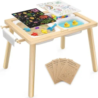 Sensory Table for Toddlers Kids Play Wooden Sand Water Table with Double-Sided Board & Foldable Stor