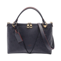 【二手名牌BRAND OFF】LOUIS VUITTON LV 路易威登 海軍藍 原花 牛皮壓紋 V Tote MM 兩用包 M44397