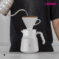 HARIO 純白系列 V60磁石濾杯+VHSN不鏽鋼保溫咖啡壺組(濾杯02+咖啡壺PLUS 600ml)