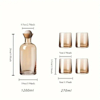 5PCS Set Luxury Glass Cold Water Pitcher Cup Set Household Cold Water Pitcher Cup Tea Cup High Tempe