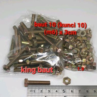 (paket 50 set) baut 10 (6mm) x 3cm + mur (kunci 10)
