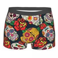 Boxer Shorts for Men, Boxer Shorts, Sexy Underwear, Mexican, Sugar Skull, Rose, Panties, Underpants
