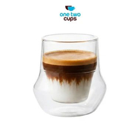 One Two Cups Gelas Kaca Aesthetic Kopi Double Wall Glass 100ml - SN520