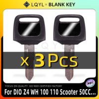 3Pcs New Blank Key Motorcycle Replace Uncut Keys For HONDA DIO 56 57 Z4 125 SCR100 WH110 SCR WH 100 110 scooter 50CC Zoomer
