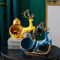 Creative modern luxury elk ornaments door shoe cabinet porch key storage box relocation gift