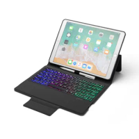 Ultra Thin 7 Colors LED Backlit Wireless Bluetooth Keyboard Case Stand Smart Cover With Pencil Holder For iPad Pro 10.5 Tablet