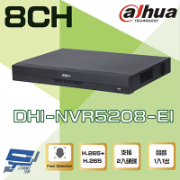 昌運監視器 大華 DHI-NVR5208-EI 8路 AI 人臉辨識 NVR 錄影主機 支援雙硬碟 聲音1入1出