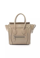 Celine Pre-Loved Celine luggage micro shopper Handbag tote bag leather Gray beige