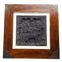62cm Figura Jati Relief Batu / Stone Relief Framed - Hidup Buddha #2