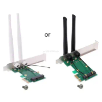 Wireless Wifi Card Mini PCIE to PCI-E 1X Desktop WIFI Adapter for Computer wirh 2 Antennas