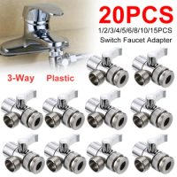 20PCS-1 3-Ways Switch Faucet Adapter Kitchen Sink Splitter Diverter Valve Water Tap Connector for Shower Bathroom Accessory