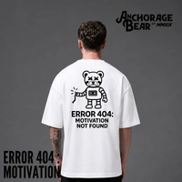 Anchorage Bear - Haagen ERROR 404 Flock Tshirt Kaos Cotton 100% ( 16s ) - Black White M/L