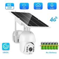 UBOX 4G Solar PTZ Metal Housing 8W Solar Panel Outdoor Waterproof Color Night Vision PIR Alarm Two Way Audio Solar Wifi Camera
