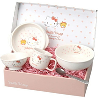 小禮堂 Hello Kitty 陶瓷餐具5入組 (白點點大臉款)