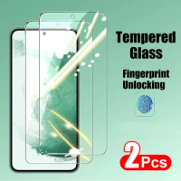 2Pcs Clear Fingerprint Unlocking Tempered Glass Film for Samsung Galaxy S24 Ultra S23 S22 S21 Plus Full Cover Screen Protector