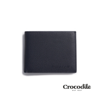 Crocodile 鱷魚皮件 真皮皮夾 Rocky系列 5卡 雙層鈔票 零錢袋 短夾-0103-09903-黑藍兩色