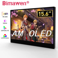 Bimawen 15.6 inch OLED Portable 4K UHD Monitor w/VESA 1MS Gaming Monitor Mini HDMI for Smartphone/Laptop/Desktop/PS/Xbox/Switch