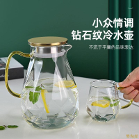 現代簡約1500ml玻璃冷水壺 大容量耐熱玻璃壺 高硼硅玻璃壺 水瓶 玻璃水壺 茶壺花茶壺 把手水壺