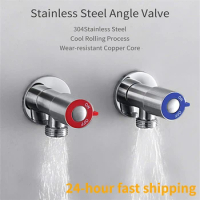 Stainless Steel Hot ＆ Cold Inlet Valve Bathroom Faucet Stop Valve Kitchen Sink Basin Triangle Valve Water Pressure Regulator