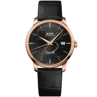 MIDO 美度 官方授權 Baroncelli 特別面盤 超薄復刻機械錶-黑/39mm M0274073605100