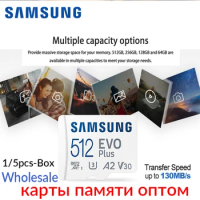 SAMSUNG MEMORY card 5Pcs/Box 64gb 128gb 256gb 512gb EVO Plus 4K U3 A2 TF Flash for Steam Deck ROG Ally high-speed Console Tablet