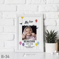 Wall Decor Biodata Bayi New Born Costum Bingkai Bingkai kaca B-34