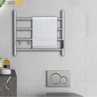 ECHOME Electric Towel Rack Bathroom Perforated Wall Mounted Intelligent Thermostatic Drying 304 Stainless Steel Bathroom Shelf