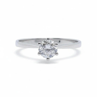 Traditional 18K White Gold Zircon Ring [6-Prong Solitaire Setting]