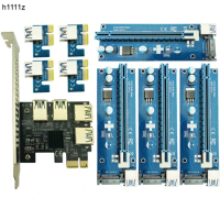 PCIe 1 to 4 PCI express 16X Riser Mining Card PCI-E 1X to External 4 PCI-e slot SATA Power Supply for BTC Miner Antminer Mining