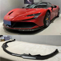 Fits For Ferrari SF90 2020 2021 2022 2023 High Quality Dry Carbon Fiber Bumper Front Lip Splitter Diffuser Spoiler