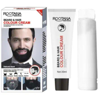 Mens Beard Dye Cream Black Hair Color Dye Hair Shampoo Beard Coloring Shampoo For Men 60ML Natural Long-Lasting Mustache Dye Kit