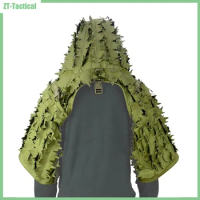 Breathable Sniper Ghillie Hood with Laser-Cut 3D Leaves, Lightweight Ghillie Suit, Viper Hood for Airsoft, Hunting