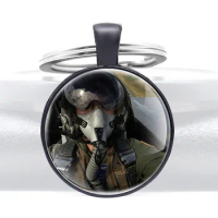 2020 New Fashion Air Force Pattern Quality Glass Dome key Chains Men Women Key Ring Jewelry Gifts