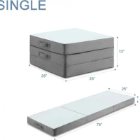POHARE 4 inch Folding Mattress Single, Memory Foam Foldable Mattress Topper with Storage Bag, Mattress Guest (75"x25"x4")