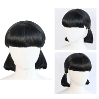 Halloween Squid Cosplay Game Costume Wig Double Ponytail Wig With Bangs Squid Game K0E3