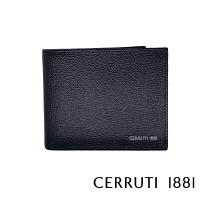 【Cerruti 1881】限量2折 義大利頂級小牛皮8卡短夾皮夾 CEPU05399M 全新專櫃展示品(黑色 贈禮盒提袋)