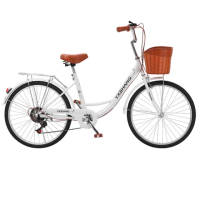 【Lite】21速自行車 24吋 通勤腳踏車(7段變速+雙碟煞+防爆胎+可調節高度 輕便/省力｜送車籃+鈴鐺)