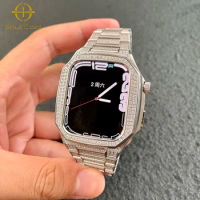 For Apple watch series 8 accessories watch case suit Luxury full drill Apply to 44MM 45mm stainless steel watch case Iwatch5/6/7
