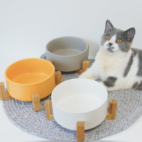 貓糧碗貓盆陶瓷貓咪碗架子貓飯盆飯碗水碗貓碗架ins貓食盆狗糧碗