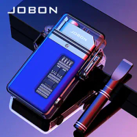 JOBON USB Lighter Transparent Dual Arc Waterproof Lighter With Cigarette Holder and Emergency Light