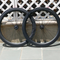 Full Carbon Road Bike Clincher Wheelset 60mm for Disc Brake Cyclocross Bicycle Wheel Thru Axle Front 100*12mm + Rear 142*12mm