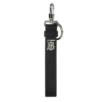 BURBERRY  TB金屬花押字 質感防刮荔枝紋皮革鑰匙圈吊飾-黑色
