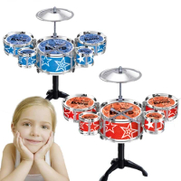 Small Children Rack Jazz Drum Set Musical Toy Exercise Type Mini 5 Drums Suit Musical Learning Item Toys for Kids