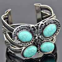 Beautiful Turquoise Butterfly Cuff Bangle Bracelet for Women Men Jewelry Gift
