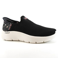 Skechers 休閒鞋 Go Walk Flex 瞬穿 女 黑色 小花 輕量 套入式 健走鞋 124822BKPK