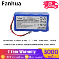 Fanhua Battery For Terumo infusion pump TE-171 fits Terumo 8N-1200SCK Medical Replacement battery 3000mAh/28.80Wh 9.60V