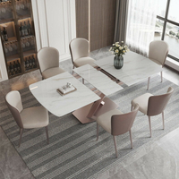 桌子 伸縮餐桌拉伸巖板隱形電磁爐多功能小戶型家用餐桌椅