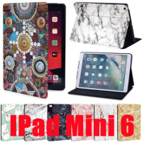 Tablet Case for IPad Mini 6 Case 2021 IPad Mini 6th Generation 8.3 Inch Marble Pattern Leather Stand Protective Case